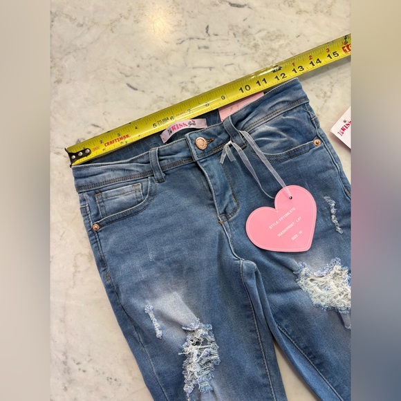 1st Kiss Girls Distressed Skinny Jeans - Blue - Picture 5 of 7